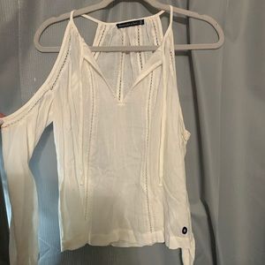 White cold shoulder top